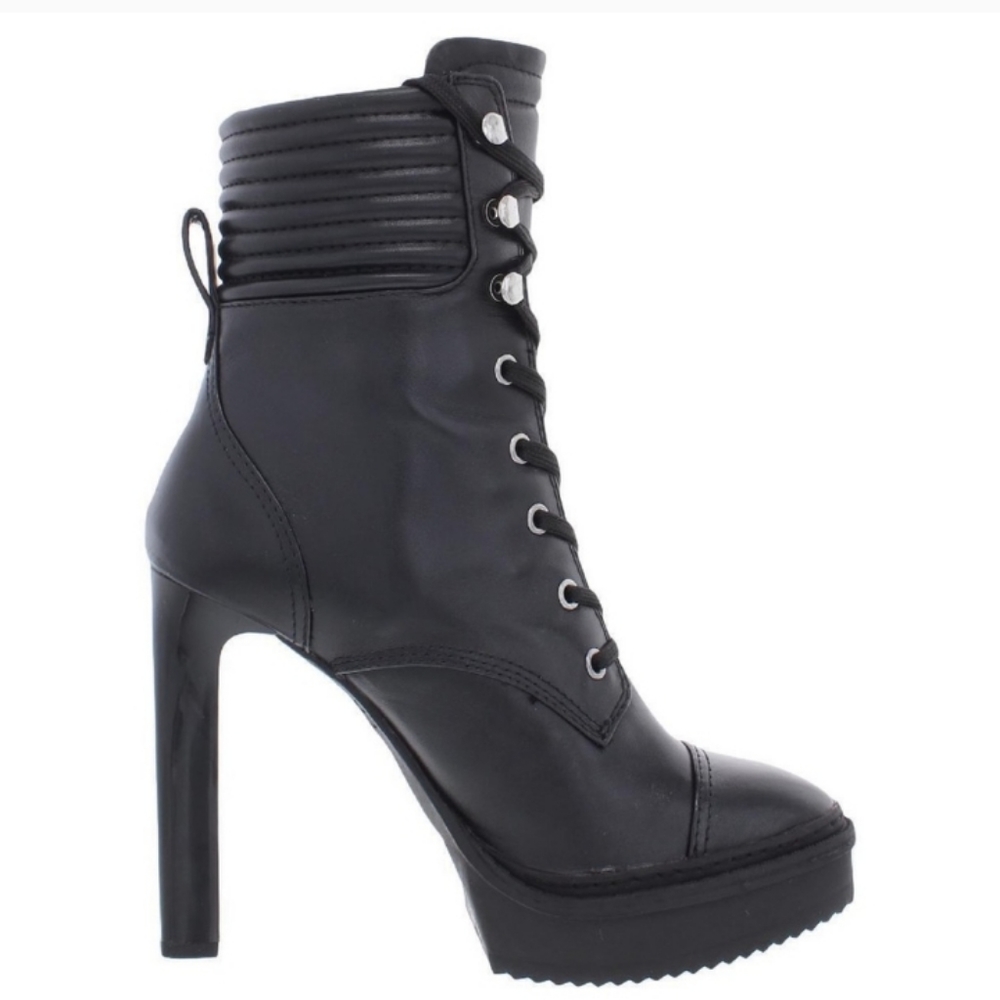 DKNY Womens Steffi Leather Zipper Combat & Lace-up Boots Size 8.5